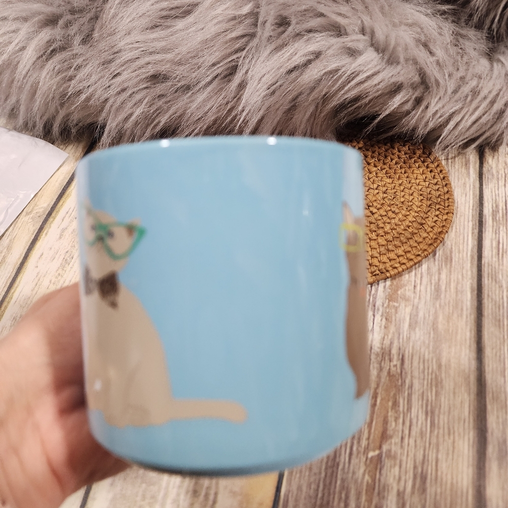 John Barlett ceramic cats with glasses graphic coffee mug 16 fl oz - Picture 2 of 12